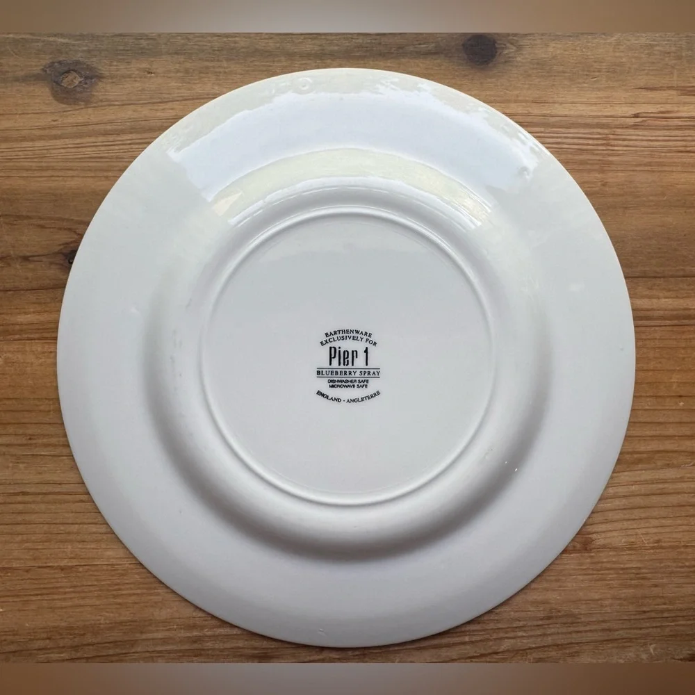 Pier 1 Blueberry Spray Earthenware Blue White Dinner Plate
